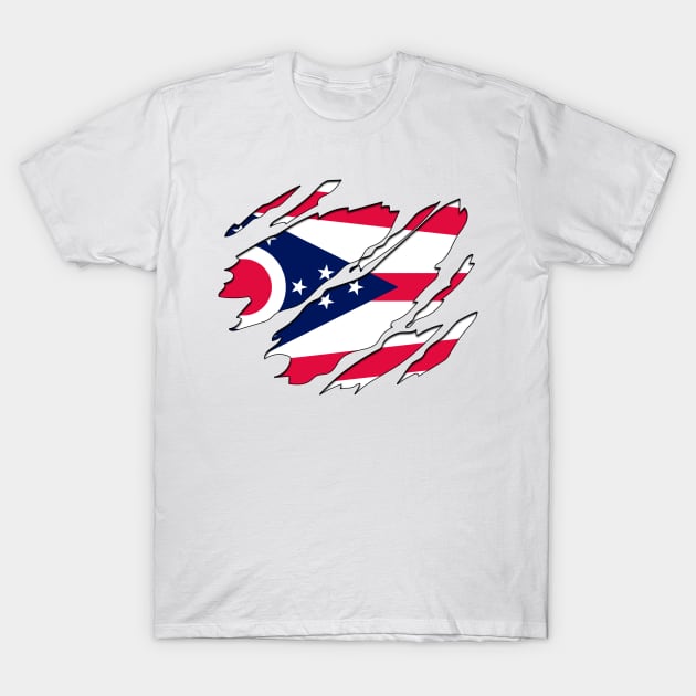 Tear Away Ohio Flag T-Shirt by InspiredQuotes